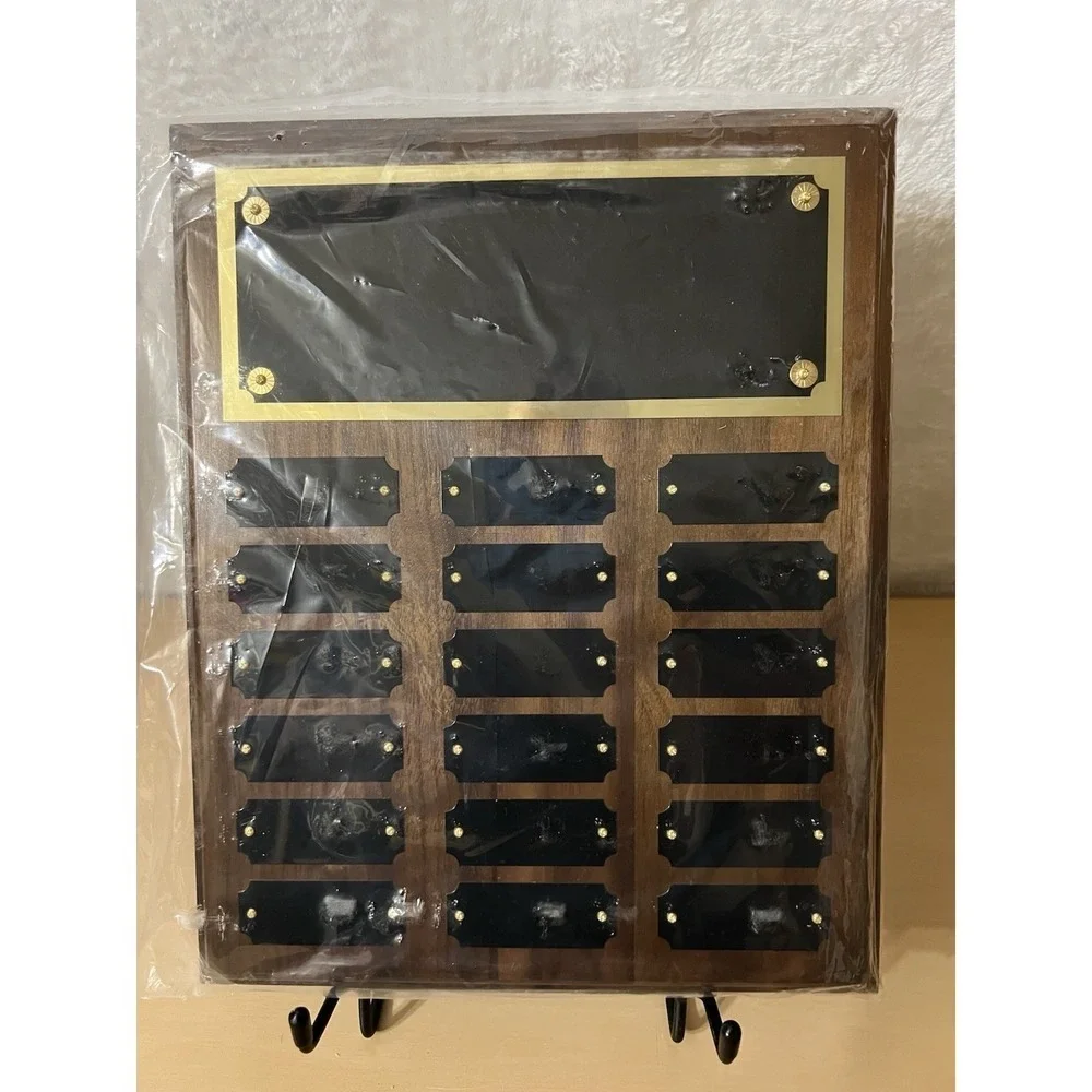 Perpetual Award Plaque 15x12 Walnut 18 Plates Wall Mount NEW